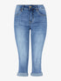 Pantacourt denim à bandes sport - denim clair - 1
