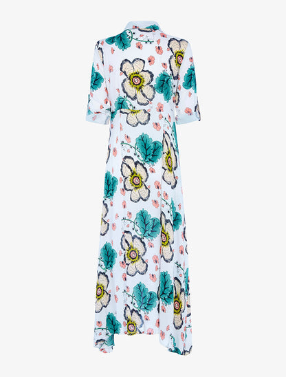 Robe longue cintrée à imprimé grandes fleurs - ecru - 2