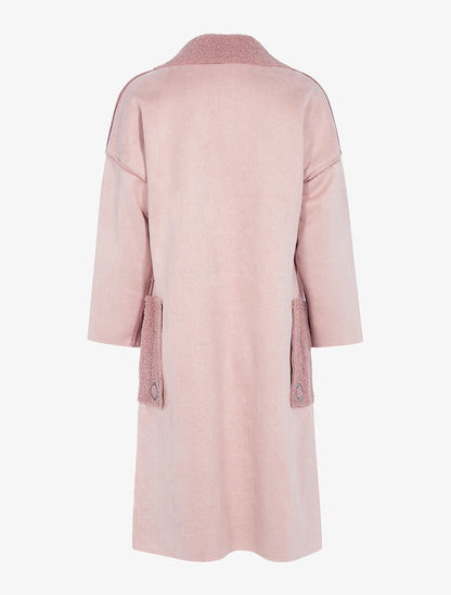 Manteau effet daim à poches moumoute - rose - 2