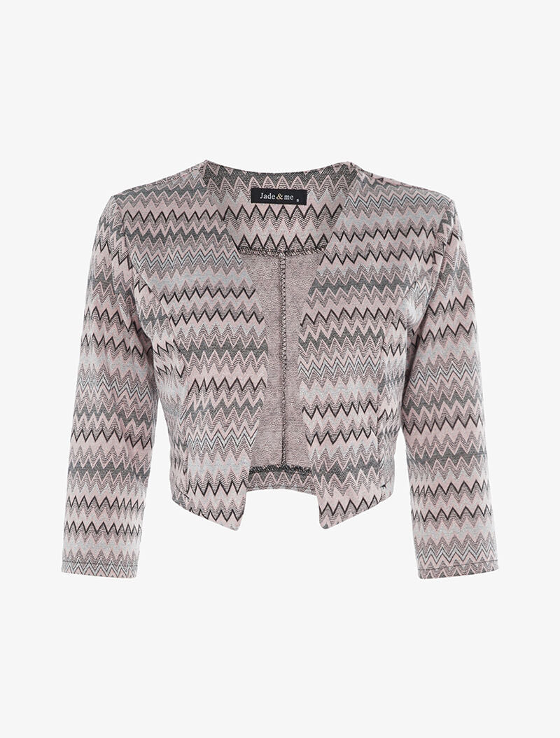 Boléro à imprimé style aztèque irisé - vieux rose - 3
