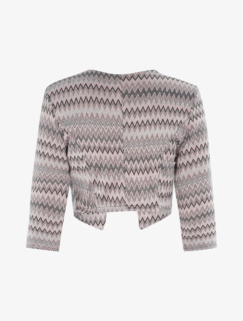 Boléro à imprimé style aztèque irisé - vieux rose - 2