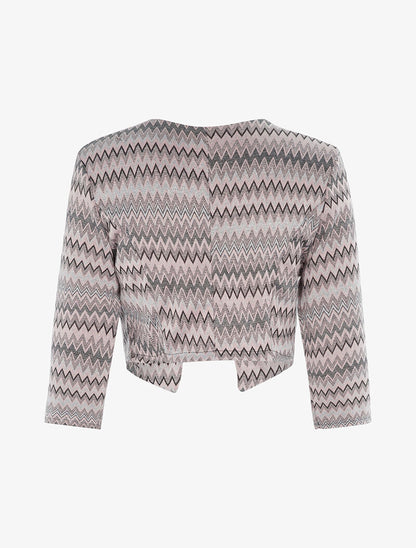 Boléro à imprimé style aztèque irisé - vieux rose - 2