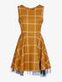 Robe patineuse à carreaux bas en tulle - marron clair - 3