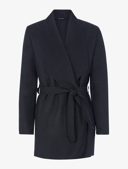 Veste fine ceinturée en feutrine - noir - 3