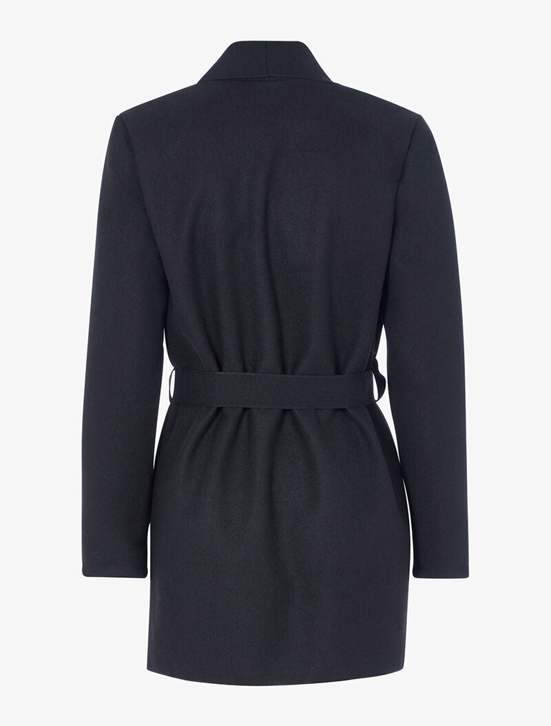 Veste fine ceinturée en feutrine - noir - 2