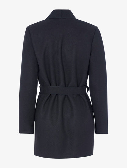 Veste fine ceinturée en feutrine - noir - 2