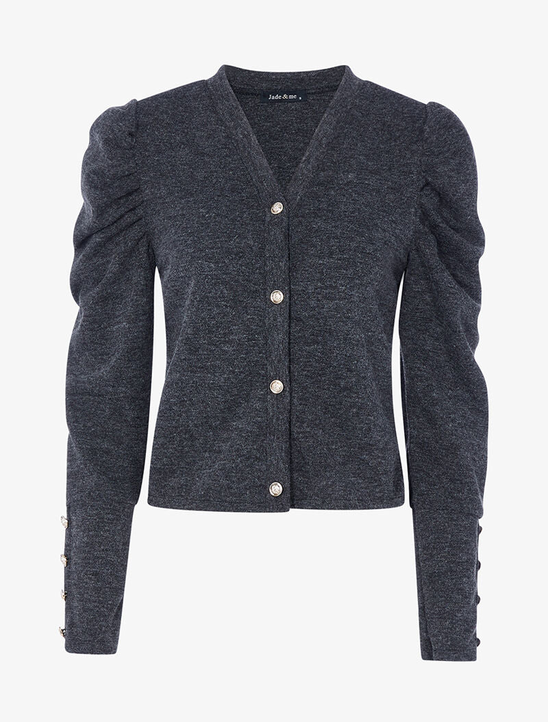 Gilet boutonné à manches gigot - anthracite - 3