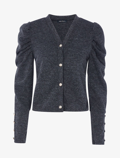 Gilet boutonné à manches gigot - anthracite - 3