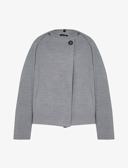 Manteau style cape à châle - gris - 1