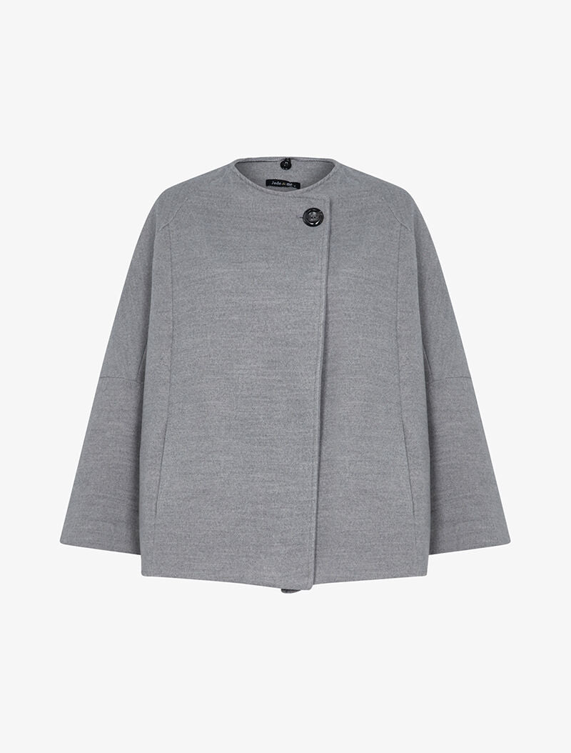 Manteau style cape à châle - gris - 3