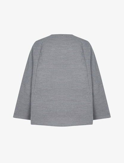 Manteau style cape à châle - gris - 4