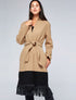 Manteau long à bords frangés - camel clair - 6