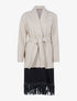 Manteau long à bords frangés - beige chiné - 3