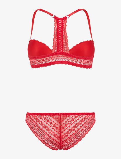 Ensemble en dentelle et dos nageur - rouge - 2