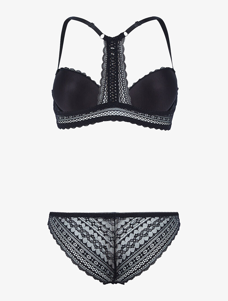 Ensemble en dentelle et dos nageur - noir - 2