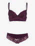 Ensemble à empiècement broderie fleurie - violet - 1