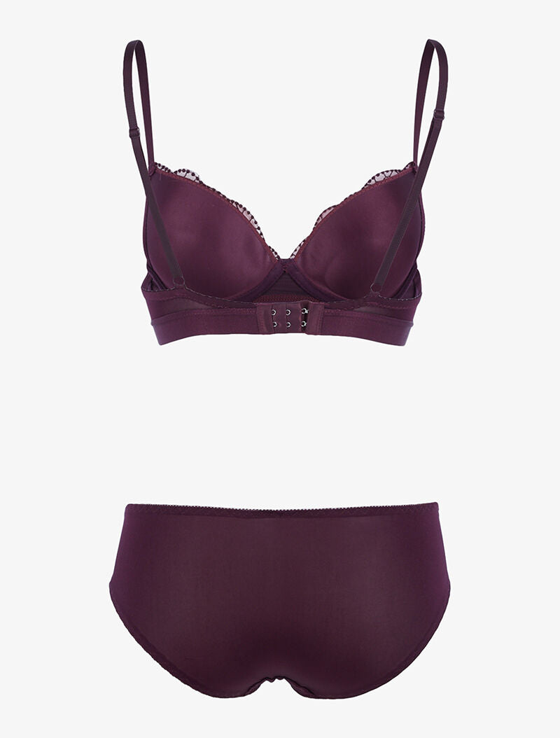 Ensemble à empiècement broderie fleurie - violet - 2
