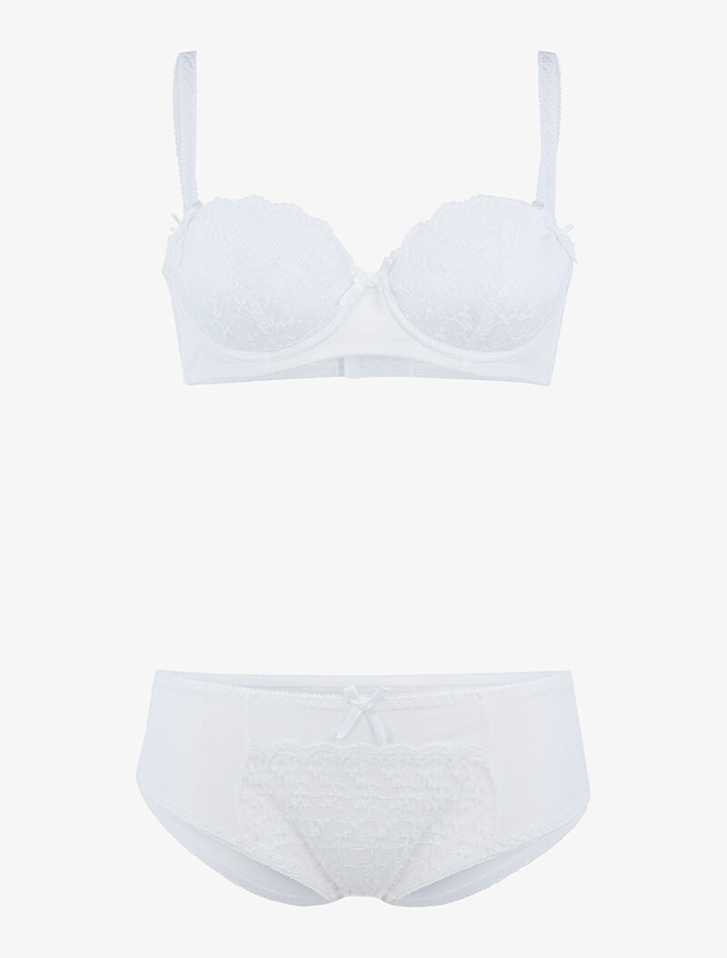 Ensemble à empiècement broderie graphique - ecru - 1