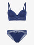 Ensemble bustier à empiècements dentelle - marine - 1