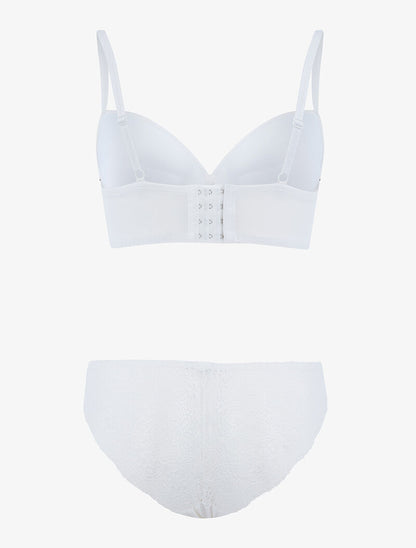Ensemble bustier à empiècements dentelle - ecru - 2
