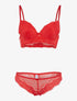 Ensemble bustier à empiècements dentelle ajourés - rouge - 1