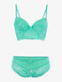 Ensemble bustier en dentelle fleurie - vert clair - 3