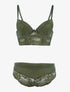 Ensemble bustier en dentelle fleurie - kaki - 3