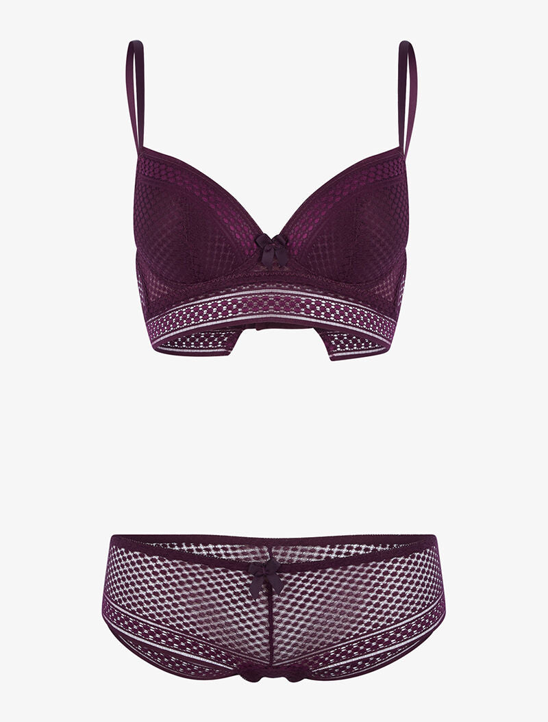 Ensemble à empiècements pois - violet - 1