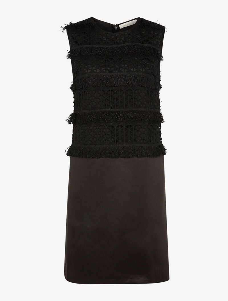 Robe satinée buste empiécé - noir - 1