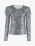 Top gigot motifs léopard en sequins - argent - 1