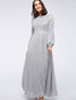 Robe longue ample buste à sequins - gris clair - 1