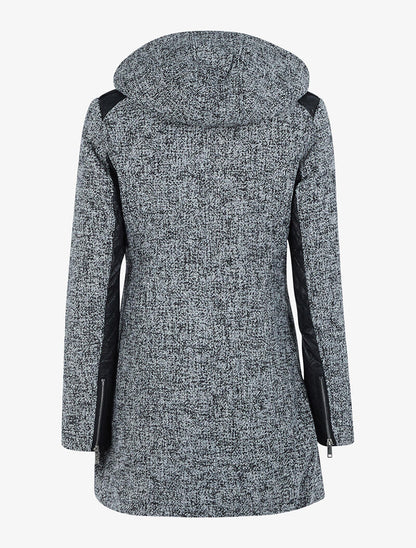 Manteau mouliné bimatière - noir - 2