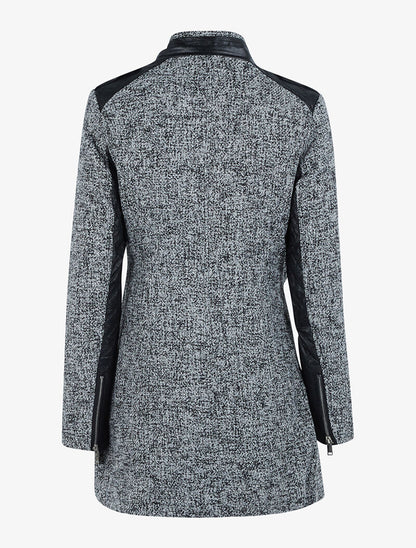 Manteau mouliné bimatière - noir - 3