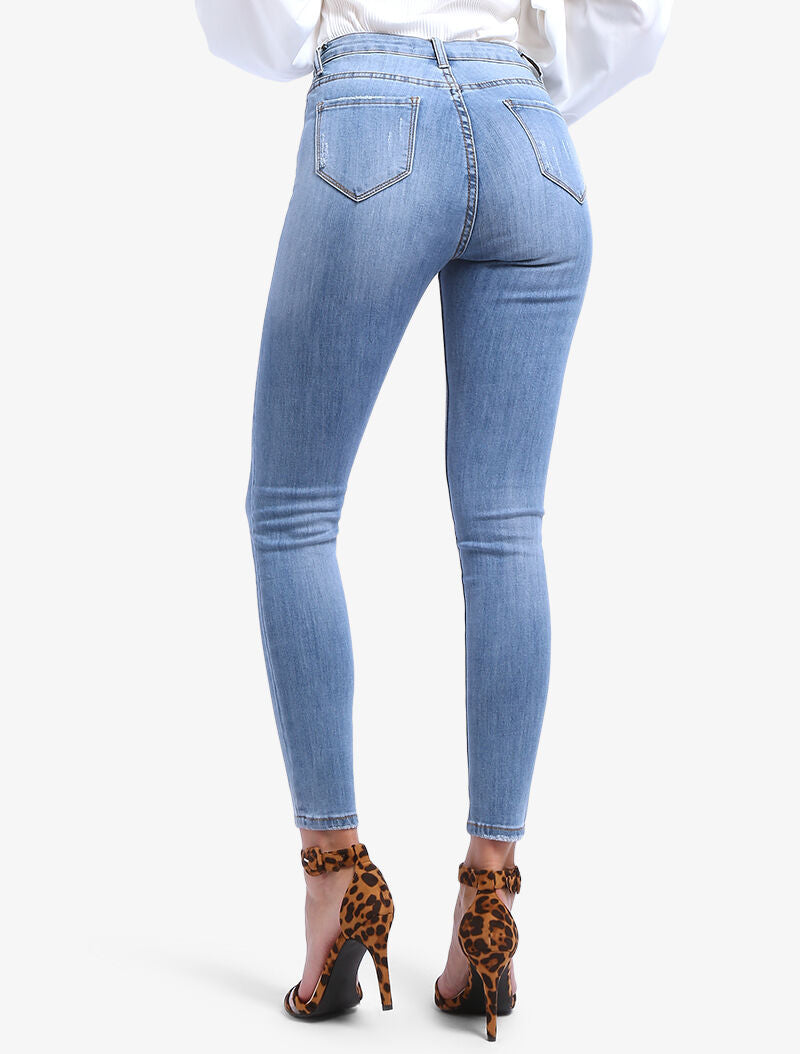 Jean effet usé et griffé - denim clair - 2