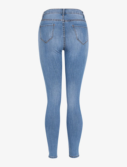 Jean effet usé et griffé - denim clair - 5