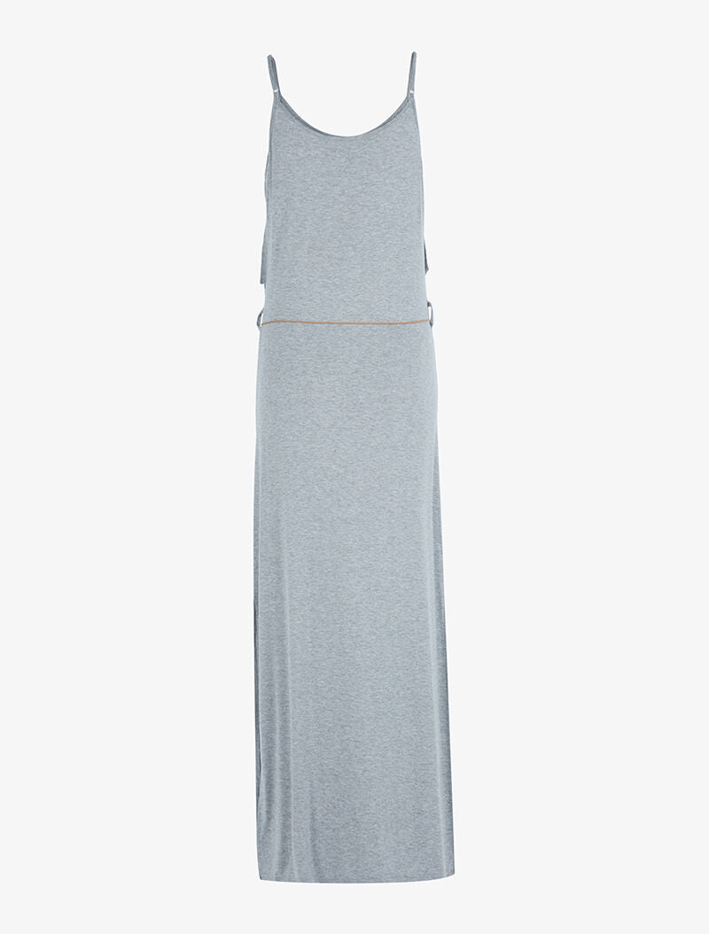 Robe à décolleté frangé - gris clair - 2