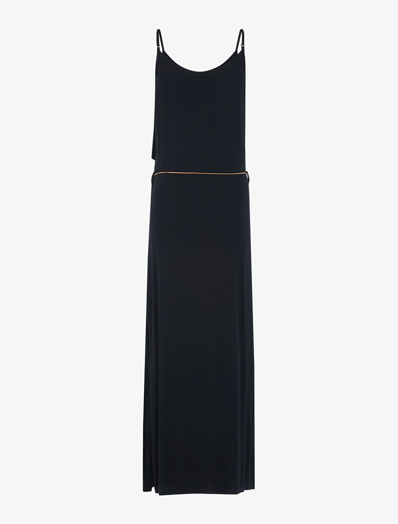 Robe à décolleté frangé - noir - 2