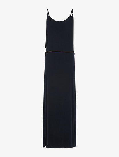Robe à décolleté frangé - noir - 2