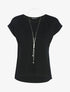 Top fluide avec sautoir - noir - 1