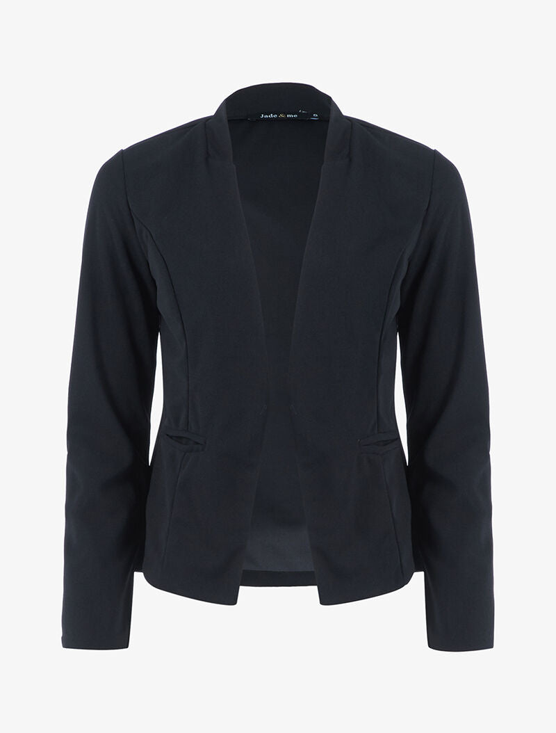 Veste fluide coupe droite à col montant - noir - 1