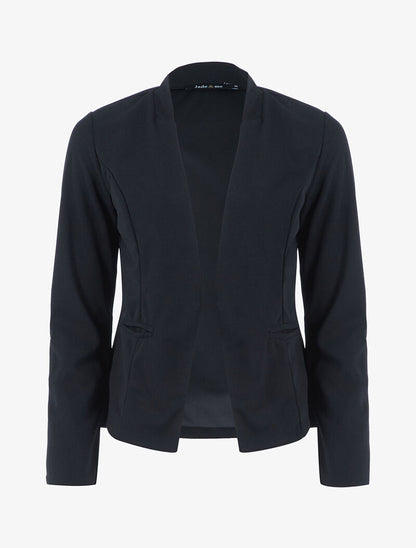 Veste fluide coupe droite à col montant - noir - 1