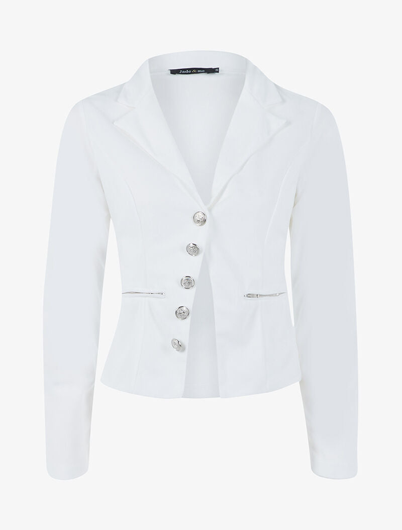 Veste à fermeture en biais - blanc - 3