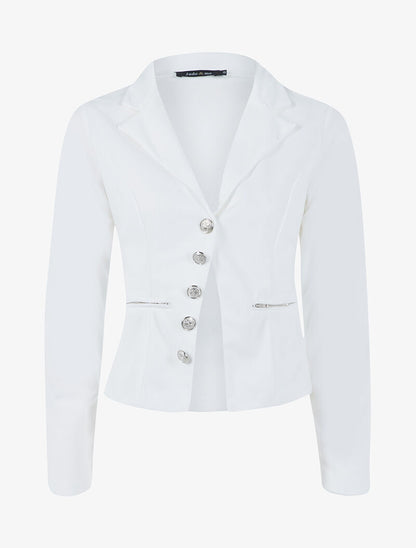 Veste à fermeture en biais - blanc - 3
