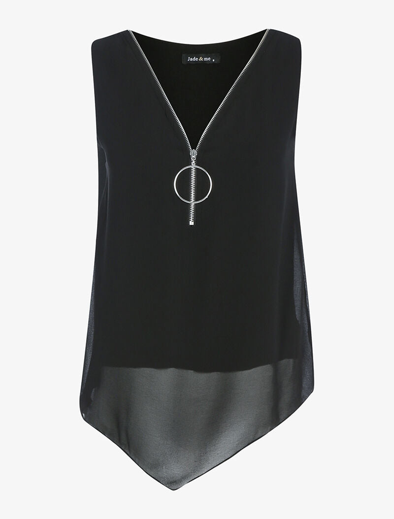 Top à décolleté zippé - noir - 4
