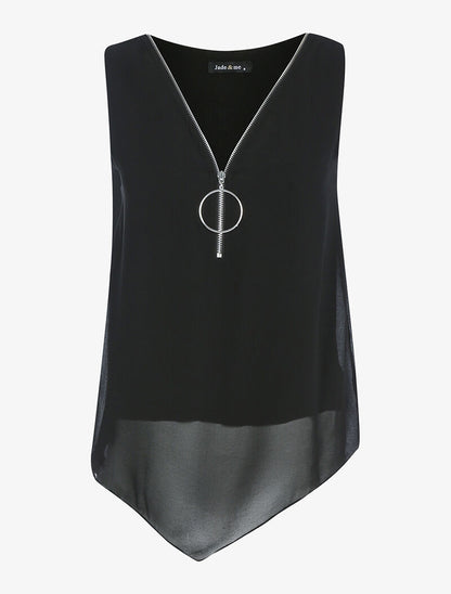 Top à décolleté zippé - noir - 4