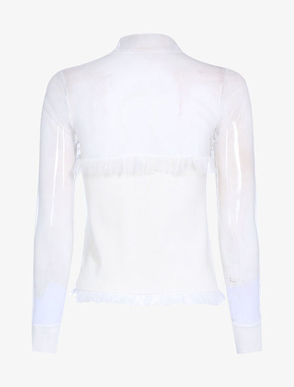 Pull bi matière à boutonnière - blanc - 2