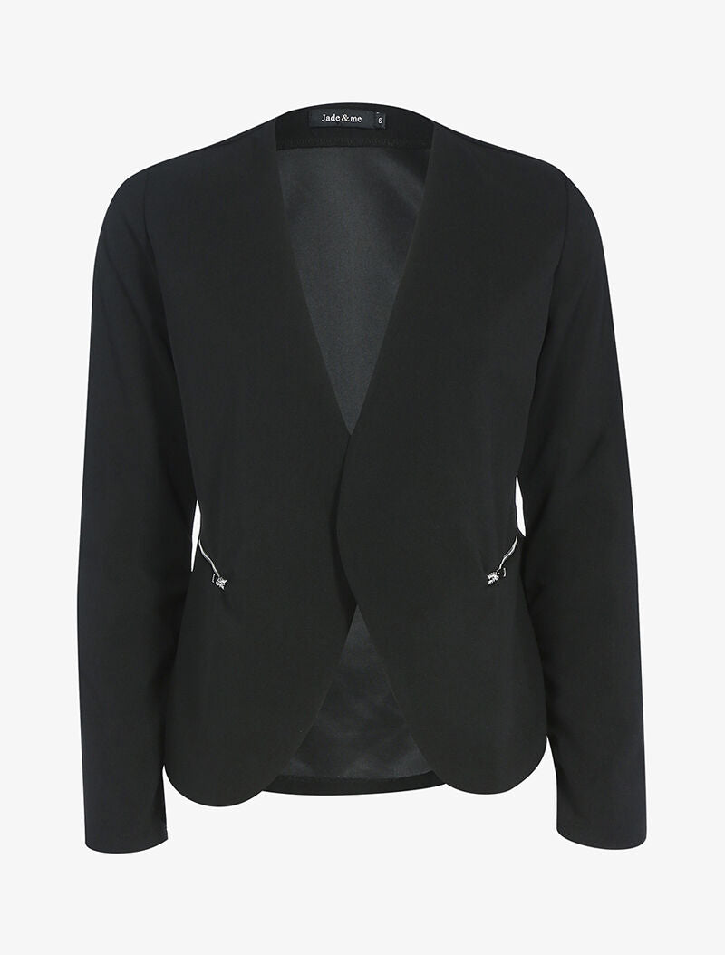 Veste ouverte à poches zippées - noir - 1