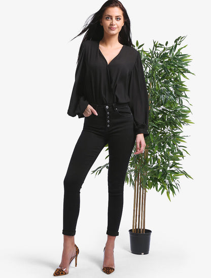 Jean slim taille haute - noir - 1