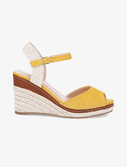 Sandales compensées à ganses larges - jaune - 5