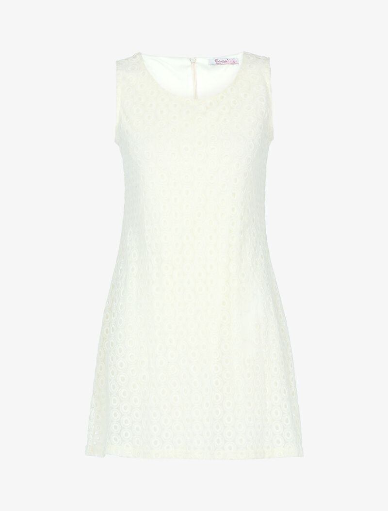 Robe en tulle à ronds graphiques - beige - 3